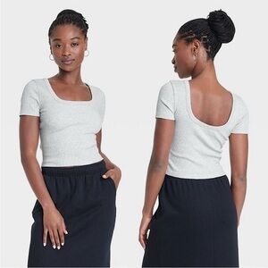 Wild Fable Light Gray Short Sleeve Top